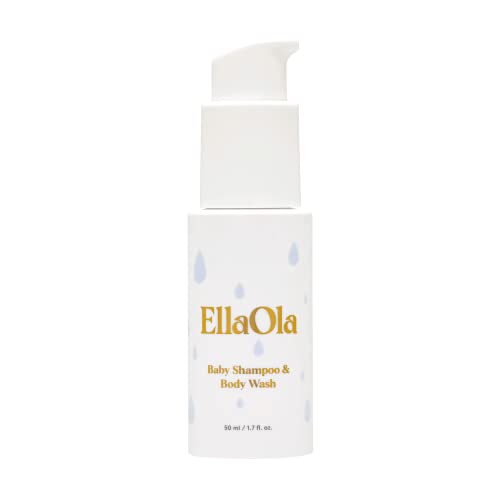 ELLAOLA Travel Baby Shampoo & Body Wash - Organic, Hypoallergenic Baby Soap Hydrates  Nourishes Skin Barrier While Cleansing, Tear Free Formula | 1.7 fl. oz.