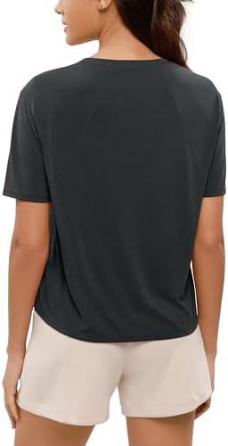 ODODOS Modal Soft Short Sleeve Shirts for Women Crew Neck Yoga Tee Casual Workout Tops