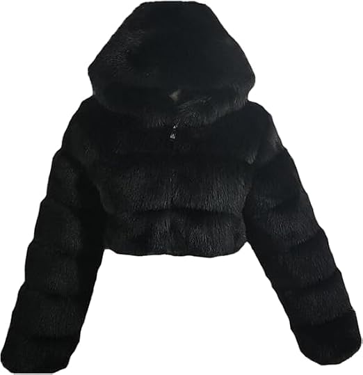 Faux Fur Women's Winter Warm Jacket Fleece Fuzzy Hooded Fluffy Shaggy Cropped Jackets Fashion Short Outwear