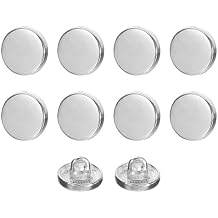 HARFINGTON 10pcs 16L Metal Round Flat Sewing Buttons 10mm Alloy Shank Craft Replacement Button for Men Women Suit Woolen Coat Shirt Trousers Sewing Crafts, Silver Tone