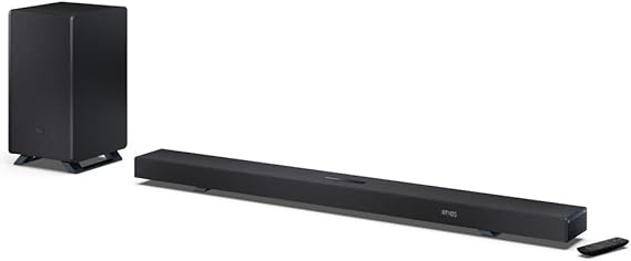 Sharp Q Soundbar for TV HT-SBW55121(BK) 650W 5.1.2 Dolby Atmos - Black | Dolby Atmos & DTS:X audio, Devialet tuned sound, wireless subwoofer, built for movies, sport and gaming