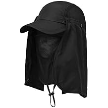 Outdoor Sun Hat Fishing Hat, Fishing Flap Caps Mesh Mouth Cover Quick Dry Sun Protection Hats for Men & Women, Boonie Hat Black