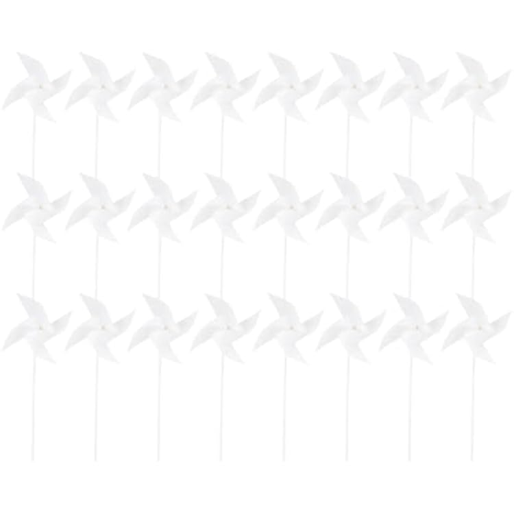 COHEALI DIY Craft Kit White Paper Pinwheels Set of 24