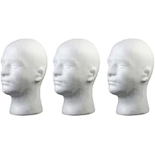 Male Female Foam Mannequin Head Model - Styrofoam Head Stand,Hat Wig Jewelry Holder Shop Display Holder,Man Wig Head Stand for Home, Salon, and Store Use (3 PCS)