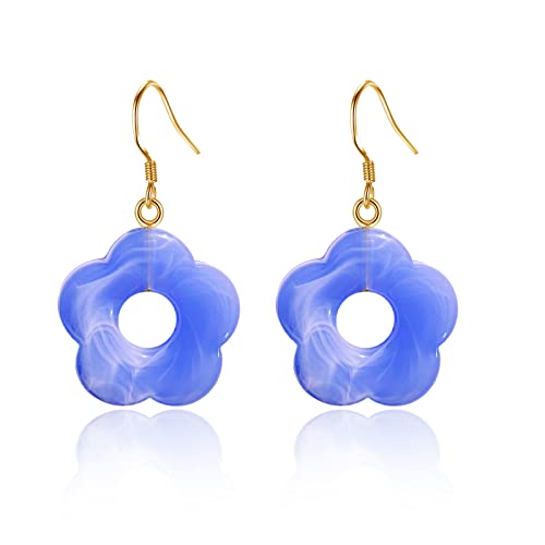 Cute Flower Dangle Earrings for Women,Resin Daisy Flower Earrings Colorful Acrylic 60S 70S Flower Petal Earrings Jewelry Mothers Day Gifts