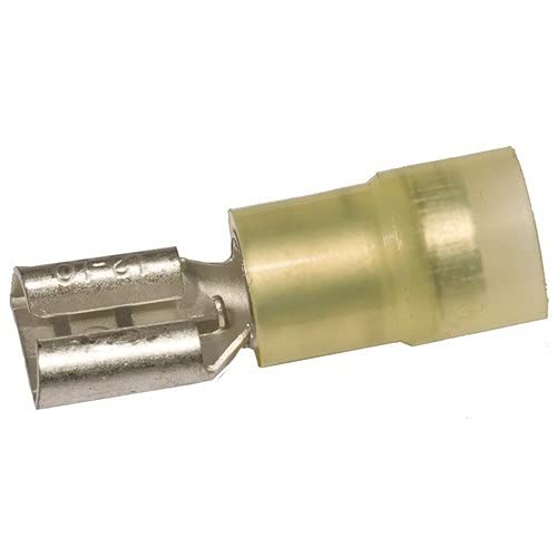 11934 Female Disconnect, Double Crimp, Nylon Insulated, Yellow, 12-10 Wire Size, 0.032X0.250 NEMA Tab, 200-Pack