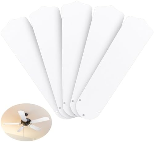 Lineshading 5 Pack 20 Replacement Fan Blades for 52 Ceiling Fan Waterproof Weatherproof Blades Replacement for Broken Substitution Replacing Indoor SummerWhite