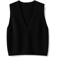 Wowcarbazole Womens V Neck Sweater Vest Sleeveless Ribbed Knit Trendy Solid Pullover Top Outfits
