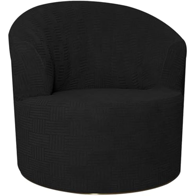 Stretch Swivel Barrel Chair Cover, Soft Spandex Round Accent Armchair Covers Removable Club Chair Slipcover Washable Furniture Protector for Living Room Decorative-Black-1 Piece