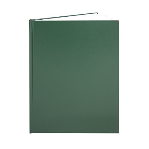 BookFactory Large Green Blank BookBlank Notebook - 96 Pages Blank Format 8 78 x 11 14 Green Imitation Leather Cover Section Sewn Hardbound Made in USA