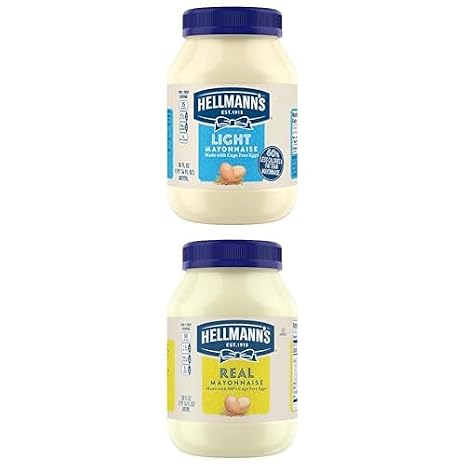 Hellmann's Light Mayonnaise & Real Mayo Bundle - A Creamy Sandwich Spread or Condiment Rich in Omega-3 ALA, Gluten Free 30 oz