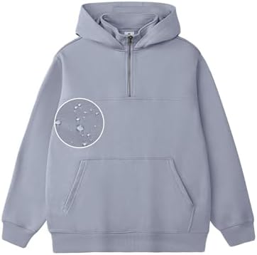 FAIABLE Mens Quarter Zip Hoodie with Hidden Pocket Waterproof Zip Up Hoodies Heavyweight Mock Neck Zipper Sweatshirts