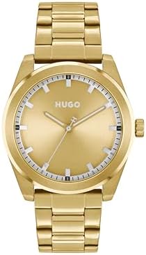 HUGO #Bright Mens 42mm Stainless Steel 3H Quartz Wristwatch - Water Resistant up to 5ATM50 Meters, A Clean and Modern Look