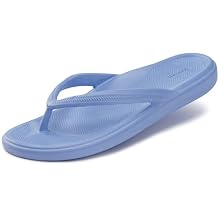 Joomra Women's Flip Flops for Female Arch Support Sandals Summer Beach Pool House Comfy Orthotic EVA Toe Post Thong Light Blue Size 8