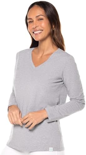Womens V-Neck Long Sleeve T-Shirt - UPF 50 Sun Protection - Morada