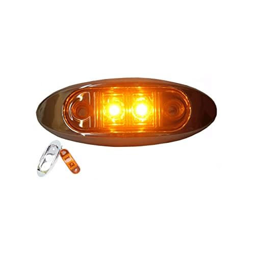 Set of 14 AutoSmart 2 KL-15114AE Amber Oval LED ClearanceSide Marker Light with Chrome Bezel for TRUCK TRAILER