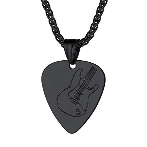 PROSTEEL Trendy GuitarGuitar PickMicrophone Necklace for Men Women, 316L Stainless Steel Necklace in SilverGoldBlack Tone, for Music Lover, Come with Box