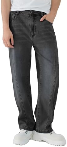 Susclude Mens Baggy Jeans Relaxed Fit Stretch Jeans Y2k Wide Leg Casual Denim Pants Vintage Jeans for Men Streetwear 2025