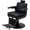 Pibbs Utah Barber Chair for Professional Barbershops, Heavy-Duty Black Powder-Coated Base, All-Black Solid Metal Frame, Reclining Backrest, Wide Seat, Removable Headrest, PIB-BC1050