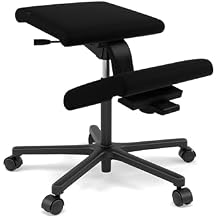 Varier Wing Ergonomic Kneeling Chair Adjustable Office Chair with Back Support, Black Polyester Active Sitting Design