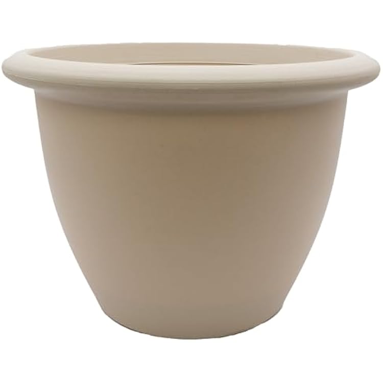 The HC Companies Sevilla Flower Planters - Durable Outdoor & Indoor Planter - Round Lightweight Self Watering Plant Pots for Herbs & More 16 Cottage Stone, Pack of 1