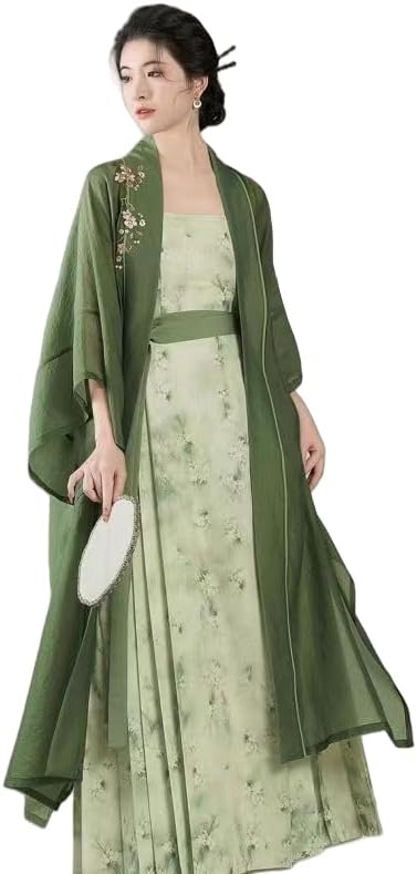 Chinese Hanfu Dress for Women, Ancient Chinese Costume Song Dynasty Hanfu Dress Open Front Cardigan Cami Top Pleated Skirt