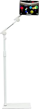 Niumowa Tablet Floor Stand Holder, 360 Degree Rotating with Height Adjustable Stand Compatible with 4.7"-13" Phone/Tablet, Kindle, 63" Phone Stand, Aluminum Alloy, for Bed,Sofa,Desk(White)