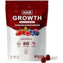 Hair Growth Gummies with Biotin, Vitamin C & E, Rosemary, Saw Palmetto Supports Healthy Hair Growth & Strength, Skin & Nail Care Mixed Berry Flavor, 60 Gummies (1)