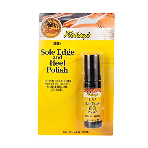 Fiebings Shoe Sole and Heel Polish - Restore Leather and Rubber Scuffed Heels and Soles, Easy Application, Non-Toxic - Black - .06oz Container. Made in The US