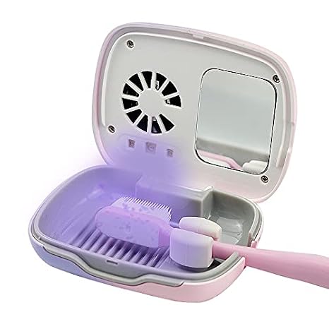 Rechargeable Mini UV Toothbrush Cover with Fan and USB Cord for Travel or Home, Long Battery Life and Improved Case Ventilation for Better Disinfection (Blue)