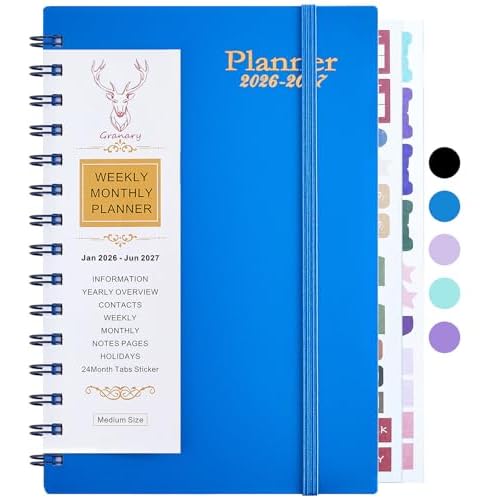 Daily Planner 2026-2027, Weekly and Monthly Planner 2026-2027 Academic Year, January 2026-June 2027 Calendar Planner, 8.25.5, 18 Months, Agenda Book for Teacher, School Student JAN.2026-JUN.2027 Deep Blue