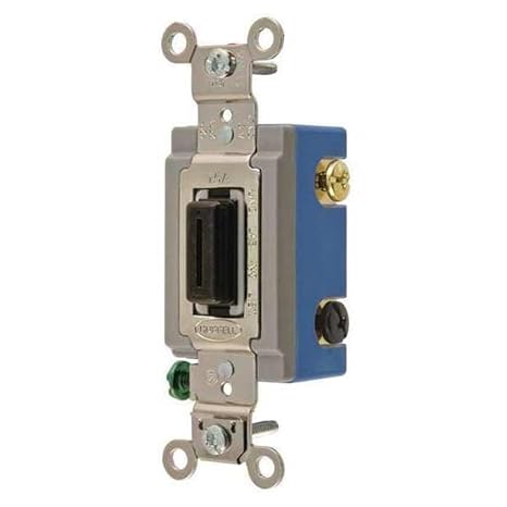 Bryant Electric 4803L Locking Type Switch, Fork Straight-Key, 3-Way, Industrial Specification Grade, Back and Side Wired, 15 Amp, 120/277V, Black