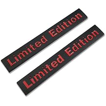 2X Chrome Metal Limited Edition Logo Emblem Auto Badge 3D Premium Car Rear Trunk Sticker Side Fender Decal (Black&Red)