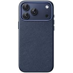 JETech iPhone 17 Pro Max Leather Case, MagSafe Anti-Slip Grip Phone Cover with Built-in Camera Control Button, Soft Microfiber Lining for 6.9" Display Deep Blue