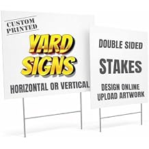 Custom Yard Sign 24" x 18" Personalized Outdoor Lawn Sign, Double Sided Weatherproof Corrugated Plastic with Metal H-Stake