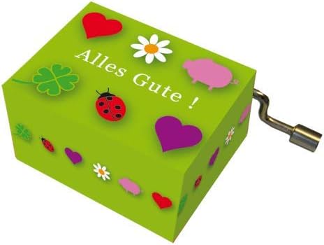 Fridolin Hand Crank Musik Box Happy Birthday (Green Lucky Signs)
