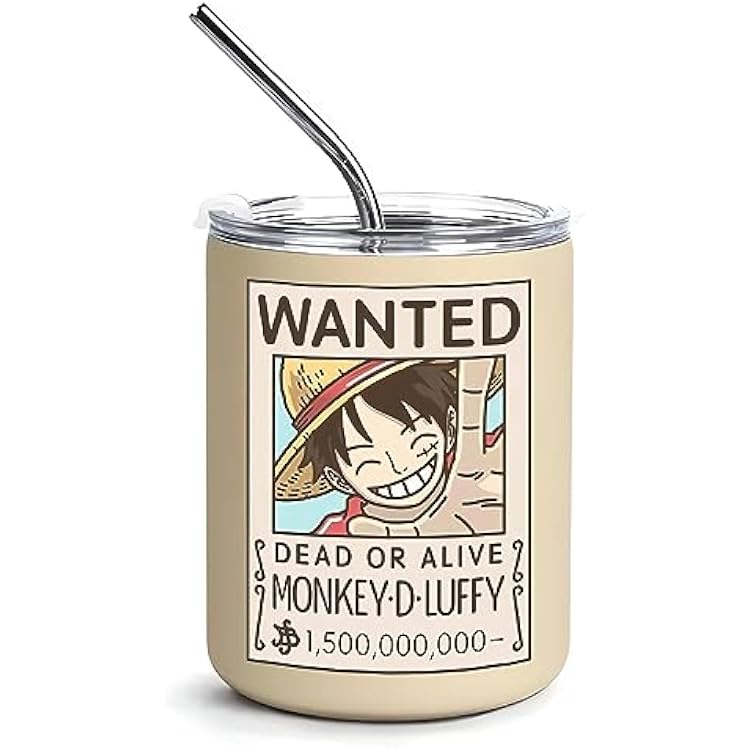 12 oz Vacuum Insulated Tumblers with Lid and Straw, Double-Walled Stainless Steel Coffee Mug for Office Home,Cute One Piece Manga Anime Gifts