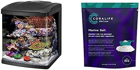 Coralife LED BioCube Aquarium Fish Tank Kit, 16 Gallon with Coralife BioCube Marine Salt, 15 Gallon Bundle