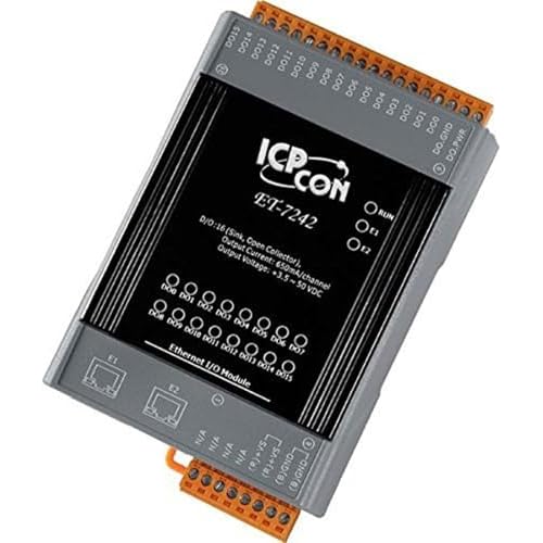 ICP DAS USA ET-7252 Modbus TCP Based Ethernet IO Module with 2 Ethernet Ports for Daisy-Chain Networking, with 8-Channel Digital Input with Counter and 8-Channel Digital Output