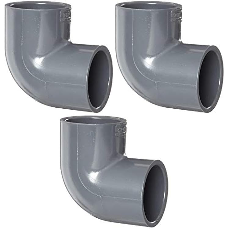 Spears 806 Series PVC Pipe Fitting, 90 Degree Elbow, Schedule 80, 2 Socket Pack of 3