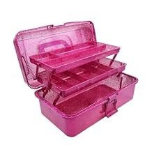PENCK 3-Tier Stackable Storage Organizer Box, Art & Craft Storage Container, Carry Tackle Organizer, Medicine Cosmetic for Art Supply Makeup Hair Accessories Painting Tools (Hot Pink)