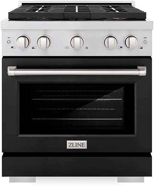 ZLINE 30 in. 4.2 cu. ft. Paramount Gas Range with 4 Burner DuoProTM Cooktop and Convection Gas Oven with Black Matte Door (PSGR-BLM-30)
