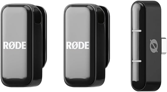RDE Wireless Micro - Compact Wireless Microphone, Two Mics with Charge Case for Smartphone Content Creation - USB-C, Black