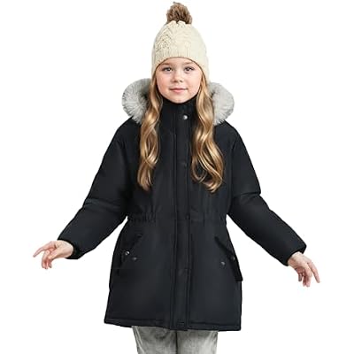 maoo garden Girls Winter Coat Big Kids Heavyweight Fur Hood Snow Ski Parka Water-Resistant Overcoat