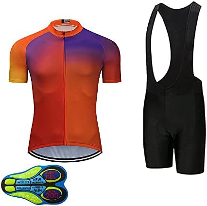 MOXILYN Men Cycling Jersey Kit Bike Shorts Set MTB Bicycle Clothing Quick Dry Bike Shirts  Bibs Short with 20D Padded