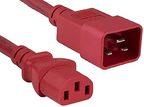 Cable Leader 14 AWG 15A 250V Heavy Duty Power Cord IEC320 C20 to IEC320 C13 3 ft, Red