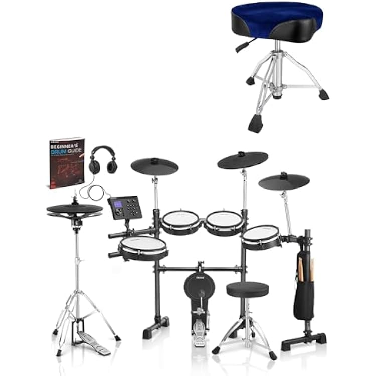 AKLOT Expanded-Size Electric Drum Set with Saddle Drum Throne