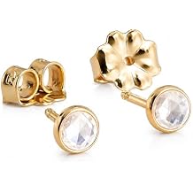 Tiny Gold, Silver Post Studs Multiple Piercing Earrings Bezel Set for Cartilage Tragus Helix Multiple Hypoallergenic Birthstone Jewelry for Women