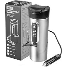 TN TONNY Car Mug Stainless Steel 12V Heating Cup Car Heated Travel Mug 5 Temperature Setting Portable Travel Mug Kettle 400ML Capacity