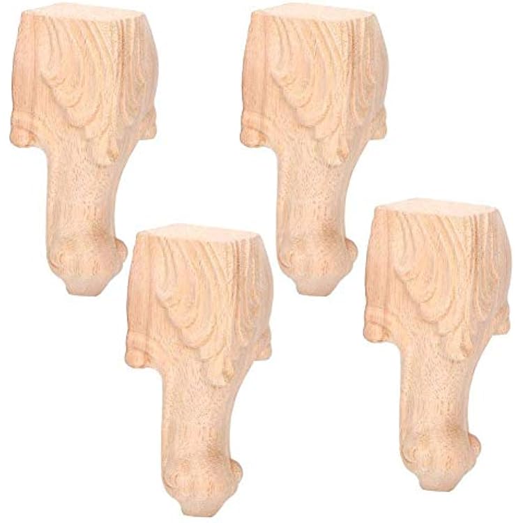 4pcs Cabinet Legs, Carved Table Foot Furniture Leg Sofa Feet European Wood Carving Corner Applique Home Furniture Decor156cm